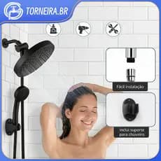 Chuveiro E Ducha Manual De Parede Com Desviador Kit Completo
