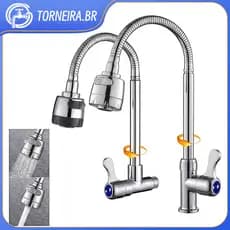 Torneira Cozinha Chuveiro Com Rotação De 360° Cozinha Luxo Verticais E De Parede Promoção