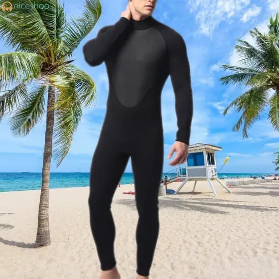 Roupa de mergulho de peça única de 3mm, mangas compridas, zíper traseiro, adequada para surf HUGK