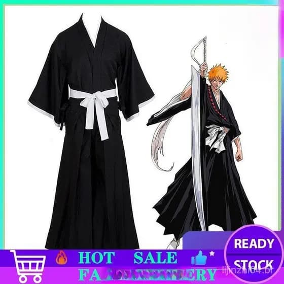 COS World Bleach Kurosaki Ichigo Robe Capa Casaco Anime Japonês Cosplay Halloween Fantasia ST5R