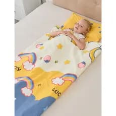 Saco de dormir colcha de almoço infantil com travesseiro armazenamento portátil material escolar de primeira qualidade p