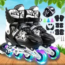 Amazon venda quente ajustável crianças Flash completo patins Inline conjunto de patins de quatro rodas