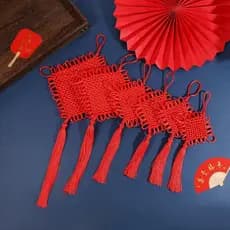 Nós chineses tecidos à mão grande tamanho pequeno sala de estar vermelho dupla face nós concêntricos nós seguros fundo d