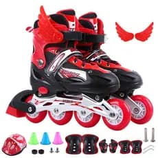 Novo estilo de patins em linha para crianças, conjunto de Flash único em PVC ajustável com equipamento de proteção para