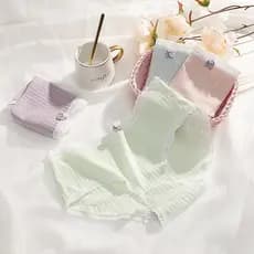 Estilo japonês fada senhoras roupa interior cor sólida rosqueado algodão doce branco rendas guarnição unhas confortáveis