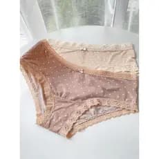 Verão novo estilo rosa menina doce bolinhas renda guarnição leite seda cuecas femininas respirável puro algodão virilha