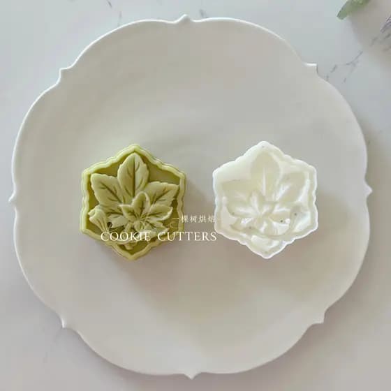 75g estilo palácio tridimensional folha de bordo dupla Mid-autumn Festival Mooncake molde folha poligonal outono peito