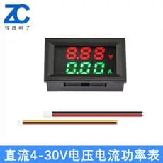 Fonte de alimentação M430 DC 4-30V Medidor de energia de corrente de tensão 10A Faixa de medição verde vermelho 0-100V