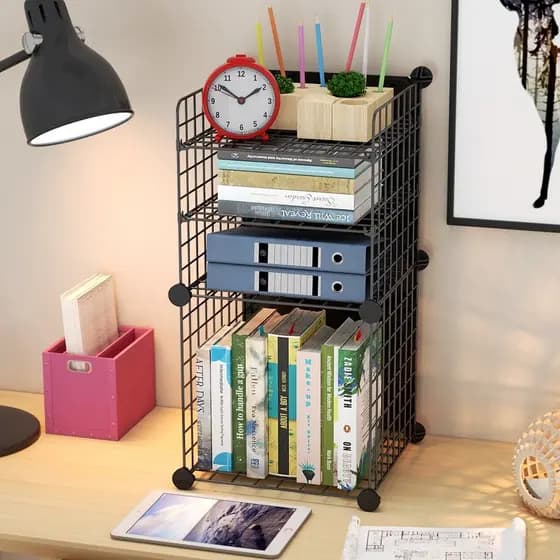 Estante de livros em ferro forjado para estudantes, dormitório, livro simples