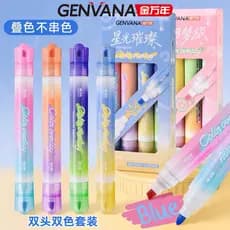 Jin Wannian Stacking Color Highlighter Pontos-chave de duas cabeças Grande capacidade 8 cores 16 cores Empilháveis Aluno