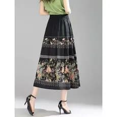 Novo estilo saia 2024 novo estilo chinês estilo étnico verão impresso Retro saia longa estilo chinês comprimento médio c