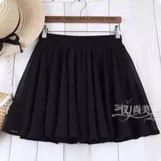 Branco duplo Chiffon saia gaze saia curta a linha plissada saia feminina Puff saia grande bainha saia de cintura alta