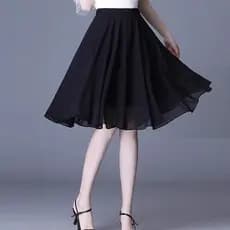 Saia dupla de Chiffon com aparência mais fina, capa elástica para cintura, saia guarda-chuva plissada, cintura alta, bai