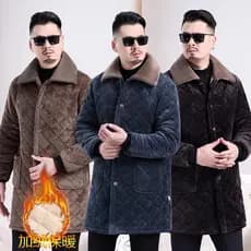 Jaqueta masculina de lã espessada, roupa de trabalho solta, três camadas, veludo acolchoado, armazém menos, trabalho sol