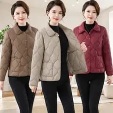 Idosos de meia-idade outono inverno novo estilo leve roupas acolchoadas de algodão roupas mãe moda quente topo avó roupa