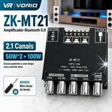 ZK-MT21 Placa Amplificadora Digital Bluetooth 5.0 50W×2+Subwoofer 100W Para Canal 2.1 De suporta Saída Estéreo