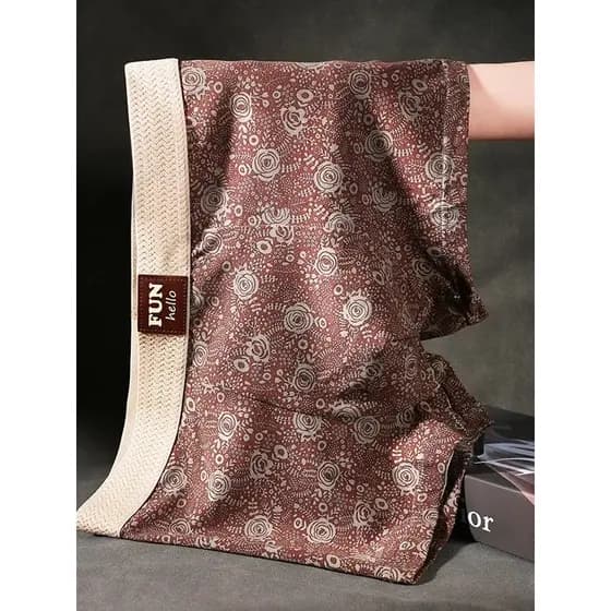Cueca boxer masculina clássica com estampa Floral, cueca boxer de algodão para meninos, novo estilo, exclusivo, confortá