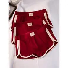 Vinho vermelho algodão roupa interior masculina ano novo algodão meados de cintura boxer tamanho grande boxer calças con