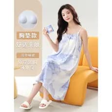 Camisola tipo estilingue vem com almofada no peito de uma peça feminina verão comprimento médio tamanho grande Loungewea