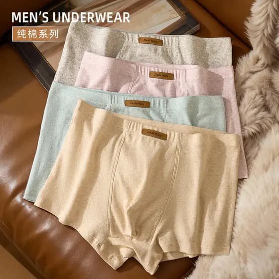 Nova roupa interior masculina cor sólida algodão meados de cintura calças masculinas tamanho grande respirável cuecas Bo