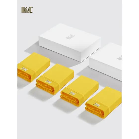KC Roupa íntima masculina antibacteriana, roupa íntima amarela, boxer de algodão puro masculino, cueca boxer preta