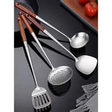 Espátula alongada de aço inoxidável 304, cabo de jacarandá, espátula de cozinha doméstica, utensílios de cozinha, espátu