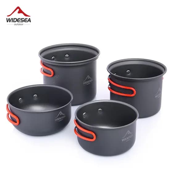 Widesea conjunto de pote de acampamento 1-2-3 pessoas conjunto de quatro peças portátil ao ar livre pote piquenique cami