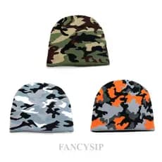 Novo gorro de inverno unissex com estampa camuflada.