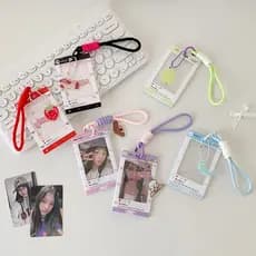 Porta-chaves com capa deslizante, porta-cartão de identificação, pingente, crachá de estudante, caixa de armazenamento,