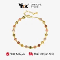 Pulseira feminina ajustável Vnox, banhada a ouro, com zircônias cúbicas coloridas, durável e brilhante, perfeita para pr