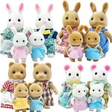 Conjunto de Brinquedos DIY com Figuras Móveis de Família de Coelhos em Simulação de Floresta para Casa de Bonecas, Acess