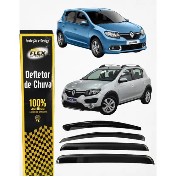 Calha De Chuva Renault Sandero 2014 A 2025 Proteção Nacional Com Primer Máxima Fixação