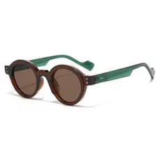 Óculos de Sol Redondos Estilo Punk Masculinos, Design Bicolor, Proteção UV400, Decoração Vintage com Rebites, Estilo Mod