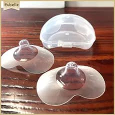 Conjunto de 2 Protetores de Mamilo de Silicone Natural para Amamentação, Acompanha Caixa de Armazenamento 4XSJ