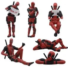 Conjunto de 3 peças dos filmes da Disney: X-Men, Vingadores, Deadpool. Figuras em PVC em posição sentada, versão Q, para