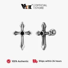 Brincos de Aço Inoxidável Vnox para Homens, com Cruz Cristã Protestante, Cor de Aço, para Homens e Meninos