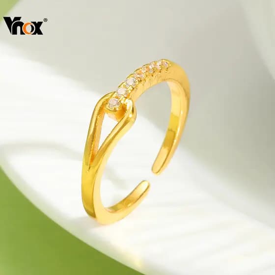 Anel Aberto de Zircônia Cúbica para Mulheres Vnox, Anel de Casamento de Zircônia Cúbica Oco, Não Desbotável, Presente de
