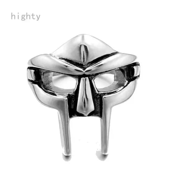 Anel Masculino HY1 Gótico Hip Hop MF DOOM com Máscara, Estilo Gladiador Punk, Faraó Egípcio Clássico Retrô