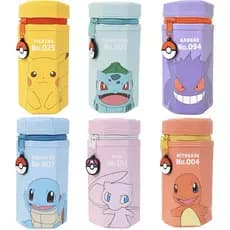 Estojo de Lápis com Personagem de Anime Pokémon Pikachu, Caixa de Material Escolar, Bolsa de Maquiagem Hexagonal Portáti