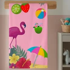 Toalha Banho Praia Infantil Paisagem Divertida Rosa Colorida Natação Piscina Menina Tecido Macio