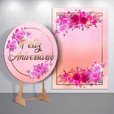 Kit Painel Capas Redonda e Retangular Decoração Feminina Aniversario Diversos 15 Anos