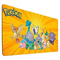 Tapete Mousepad Para Teclado Gamer Com Estampa Amarela Caçadores de Poke Acessorio Mesa Escritório