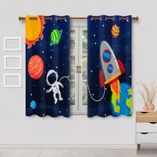 Cortina Astronauta ou Trio Capas Almofadas Decoração Planeta Para Quarto Infantil Tamanho Diversos