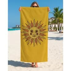 Toalha de Praia Macia Algodão Com Estampa Viva Para Verão Sol Sunset Para Banho e Piscina
