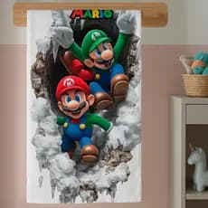 Toalha Algodão Infantil De Banho E Piscina Com Estampa Super Game Desenho Mario