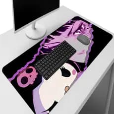 Tapete Mousepad Gamer Grande Estampa Anime Rosa Kuromi Preto Feminino Acessório Mesa Teclado