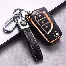 Capa de chave remota de carro em TPU com 3 botões e chaveiro, adequada para Toyota Corolla, Altis, Auris, Aygo, Yaris, C
