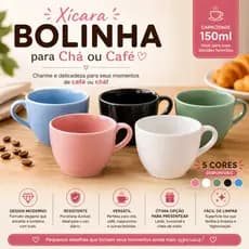 Xícara Bolinha 150ml Porcelana Kit 6 Unidades
