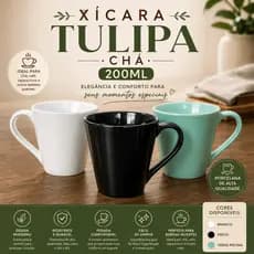 Jogo 2 Caneca Porcelana Tulipa Chá 200ml