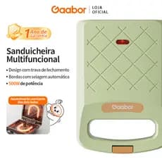 Gaabor Sanduicheira Automática Prensa Dupla Fechamento 6mm Sem Vazamento Rápida 3 Min EH-M02A